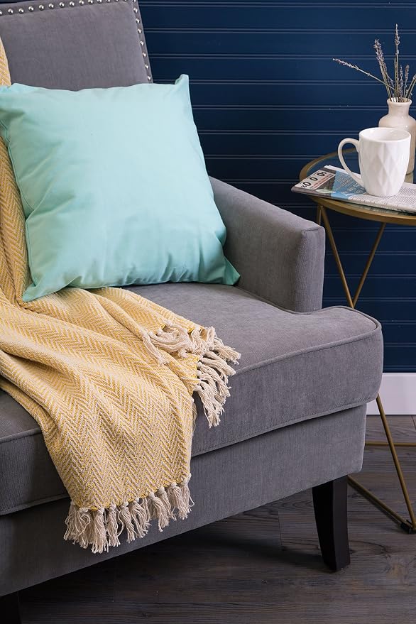 DII Chevron Throw Collection Handloomed Cotton, 50x60, Marigold