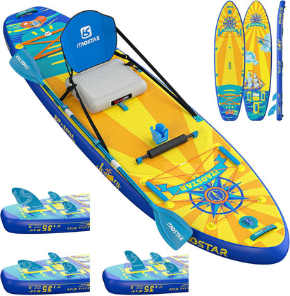 Journey 11'6" / 11'×34" / 11'×35" Extra Wide Paddle Board, One-Stop Premium SUP Board Accessories, Tailored Fins, Stable Inflatable Stand Up Paddle Boards for Youth/Adults of All Skill Levels
