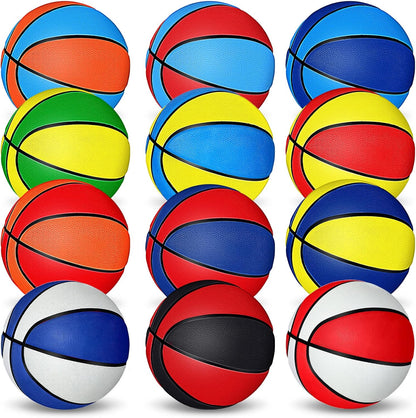 Wettarn 12 Pcs Mini Basketballs for Kids - Size 3 Colorful Rubber Basketball Bulk with Pump for Mini Hoop, Indoor Outdoor Practice, Game, Back to School Party, 7 Inch