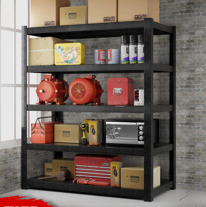 72" Hx47.3 Wx23.6 D 5 Tier Garage Shelving Heavy Duty Garage Storage Shelves 3000 lbs Heavy Duty Shelving Adjustable Matte Black Metal Shelving Industrial Rack (72" Hx47.3 Wx23.6 D)
