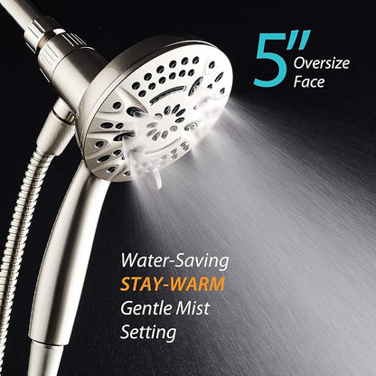 AquaDance New Magnetic Guidance Docking System - High-Pressure 8-setting Handheld Shower Head with Giant 5 inch Face, Magnetic Bracket, Extra-long 72 inch Stainless Steel Hose/All Nickel Finish