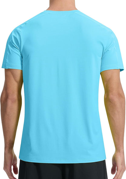 EZRUN Men's Lightweight Short Sleeve T-Shirt Quick Dry Workout Running Athletic Swim Shirts Fishing Rash Guard