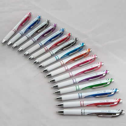 Pentel EnerGel Pearl RTX Retractable Liquid Gel Pen, (0.7mm), Medium Line, Needle Tip, Black Ink, 12 pack (BLN77PW-A)