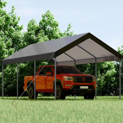 Shintenchi 10x20ft Heavy Duty Carport with UV Resistant Canopy, Powder-Coated Steel Frame, Easy to Assemble Portable Garage, Stable Carport for Car, Bike, Camp, Outdoor Storage (Grey)