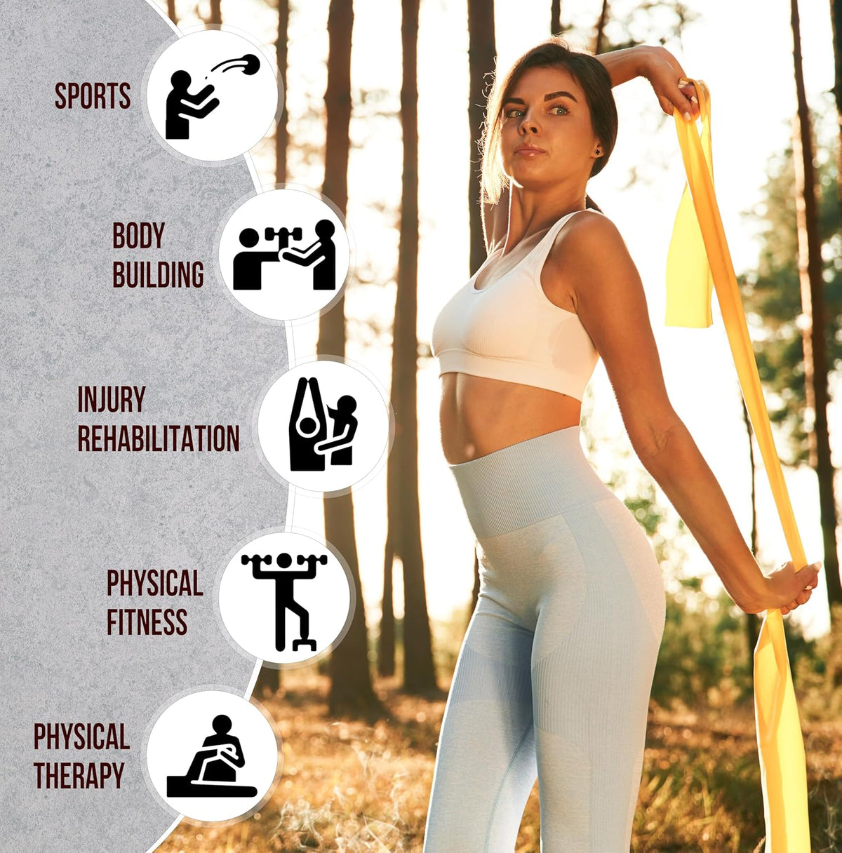 Exercise Resistance Bands for Working Out Set of 5 for Women and Men, Stretch Bands for Exercise, Physical Therapy, Arms Legs Workout, Stretching, Home Fitness