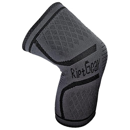 RiptGear Knee Compression Sleeve - Braces for Knee Pain - Compression for Arthritis, Meniscus Tear, Running, Walking - Support for Women and Men - Sleeves Weightlifting (Large, Gray (1 Pack))