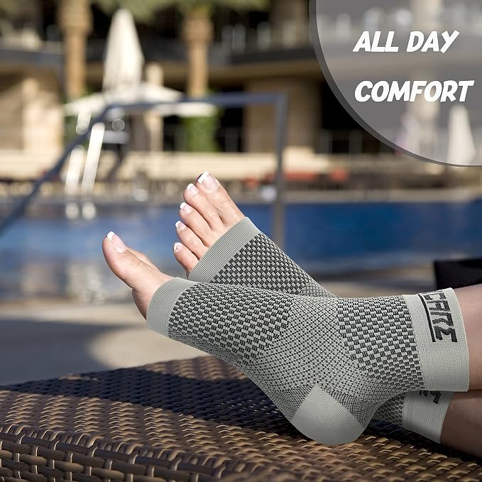 Compression Socks for Women & Men Open Toe (2 Pairs) - Best Ankle Compression Sleeve for Swelling, Achilles Tendonitis, Heel Pain & Plantar Fasciitis Relief, Gray, Medium