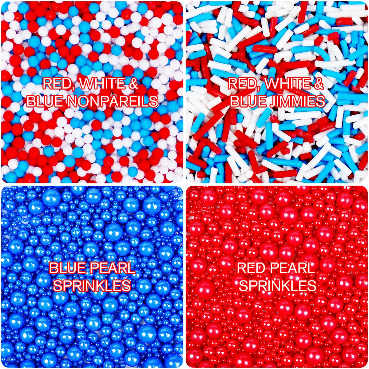 Patriotic Sprinkles, 4th of July, Edible Red Blue Sprinkles for Cupcakes Cake Decorating, 160g/5.64oz, Cake Decorations, Baking Ice Cream Toppings