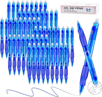 USUAL 54 Blue Retractable Erasable Gel Pens Clicker, Fine Point(0.5mm),Blue Ink for Planners,Make Mistakes Disappear, Premium Comfort Grip, Smooth Writing Pen Office Back-to-School Supplies