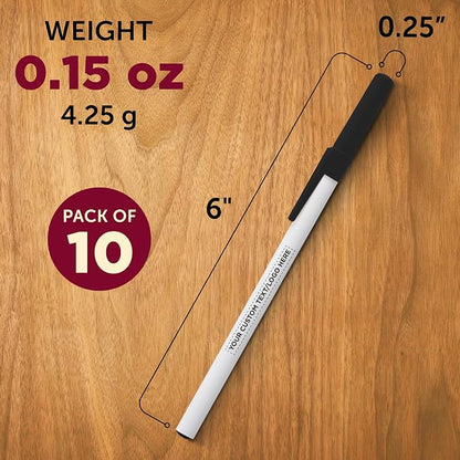 DISCOUNT PROMOS Custom Value Stick Pens Set of 10, Personalized Bulk Pack - Black Ink, Great for Office, School, Business, Tradeshows, Events - Black