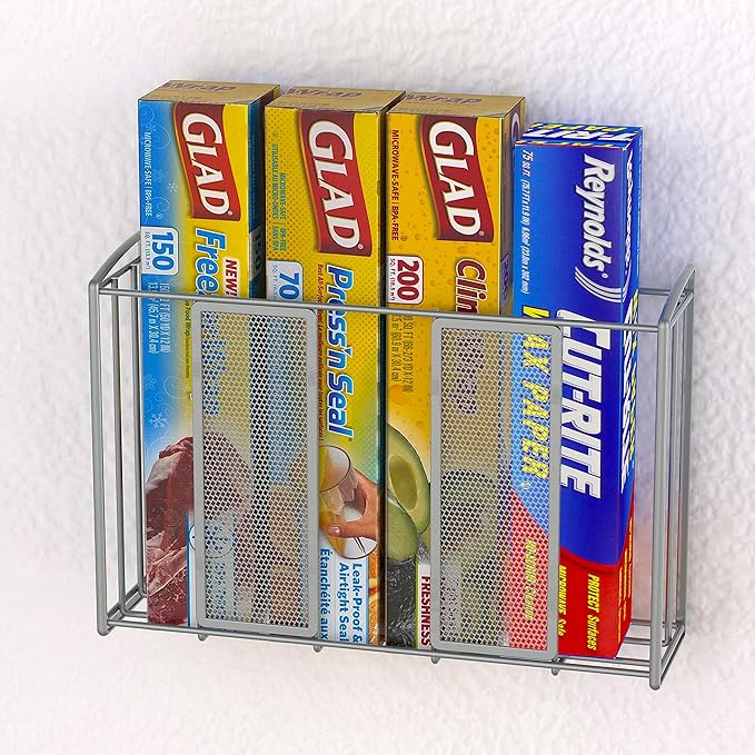 Simple Houseware Over Cabinet Door Organizer, 12.5"Wx3.75"Dx18"H, Mesh Silver