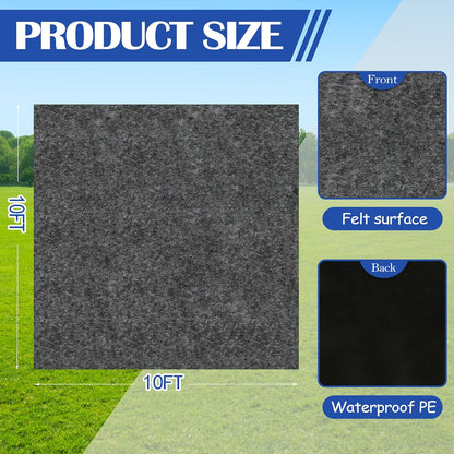 Ogrmar 10 x 10 FT Outdoor Storage Shed Mat, Waterproof Storage Shed Flooring Mat, Soft Patio Furniture Carport Mat Washable with Non-Slip Backing, Storage Shed Not Included (10x10FT)