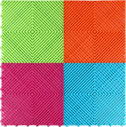 15.7"x15.7" Garage Flooring Tiles, Non-Slip Interlocking Plastic Garage Floor Mat, Garage Organization & Garage Storage, Vented Pattern (Orange, 25PCS)