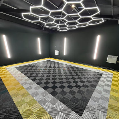 15.7"x15.7" Garage Flooring Tiles, Non-Slip Interlocking Plastic Garage Floor Mat, Garage Organization & Garage Storage, Vented Pattern (Yellow, 25PCS)