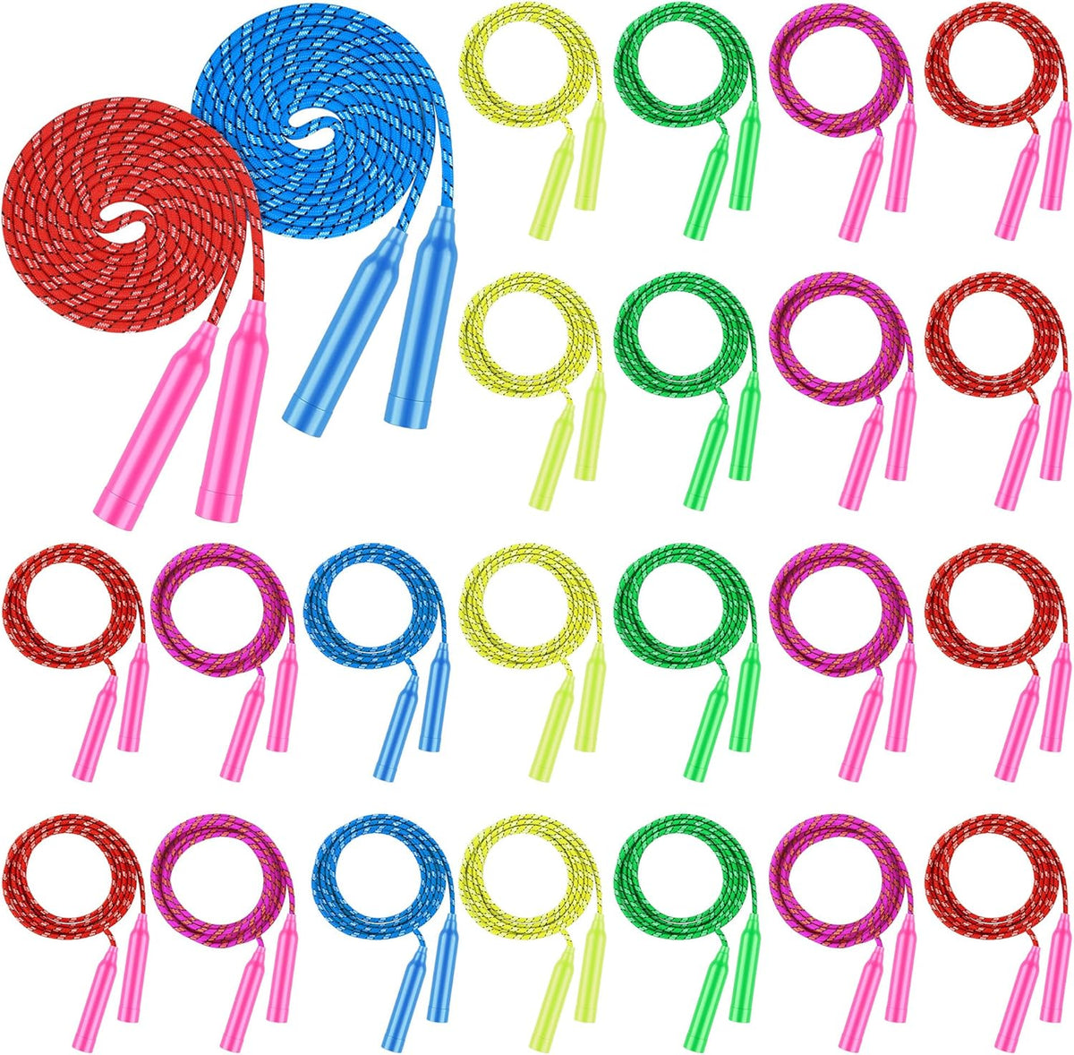 Aneco Colorful Jump Rope Bulk Exercise Equipment 7.2 Feet Nylon Jump Rope Colored Rope for Outdoor Fun Exercise Fitness Activity Party Favors
