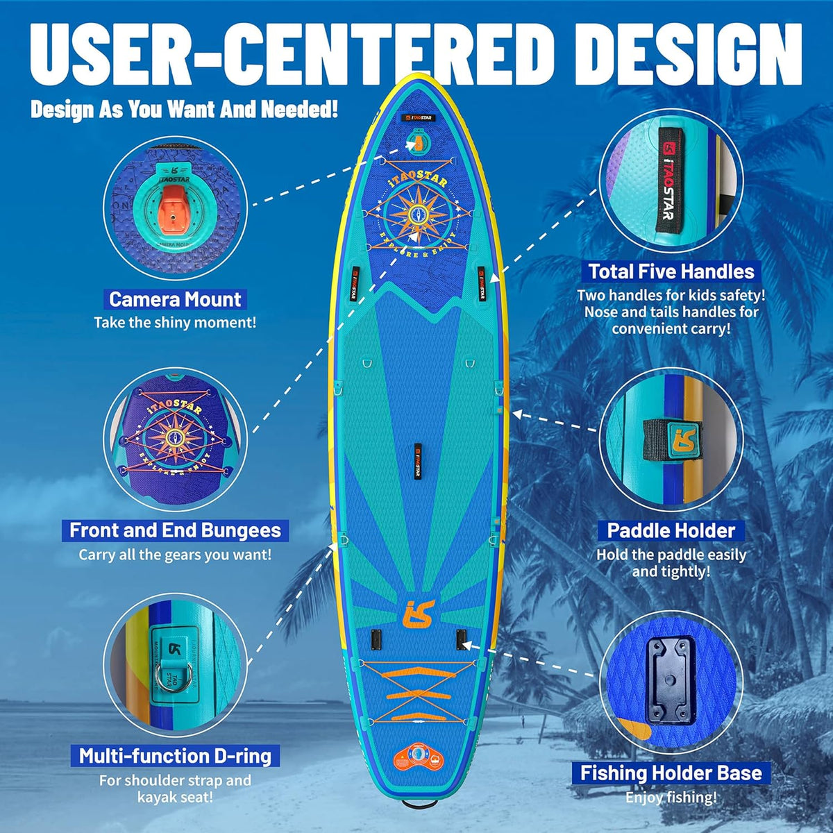 Journey 11'6" / 11'×34" / 11'×35" Extra Wide Paddle Board, One-Stop Premium SUP Board Accessories, Tailored Fins, Stable Inflatable Stand Up Paddle Boards for Youth/Adults of All Skill Levels