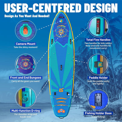 Journey 11'6" / 11'×34" / 11'×35" Extra Wide Paddle Board, One-Stop Premium SUP Board Accessories, Tailored Fins, Stable Inflatable Stand Up Paddle Boards for Youth/Adults of All Skill Levels