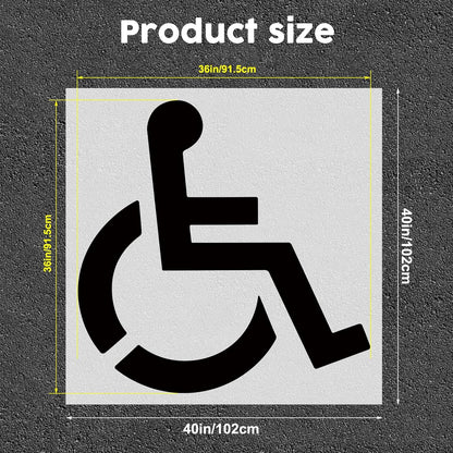 Large Handicap Parking Stencil, 36 Inch Reusable Silicone Disabled Symbol Stencil, Foldable Handicapped Template for Parking Lot Garage Pavement Marking, Easy to Use for Clear Markings