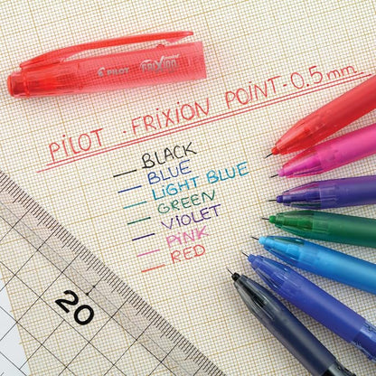 Pilot Frixion Point Erasable Rollerball 0.5 mm Tip - Black, Pack of 5