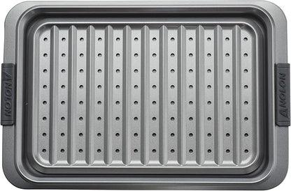 Anolon Advanced Nonstick Bakeware Set, Nonstick Cookie Sheet / Baking Sheet and Crisper Pan - 2 Piece, Graphite Gray