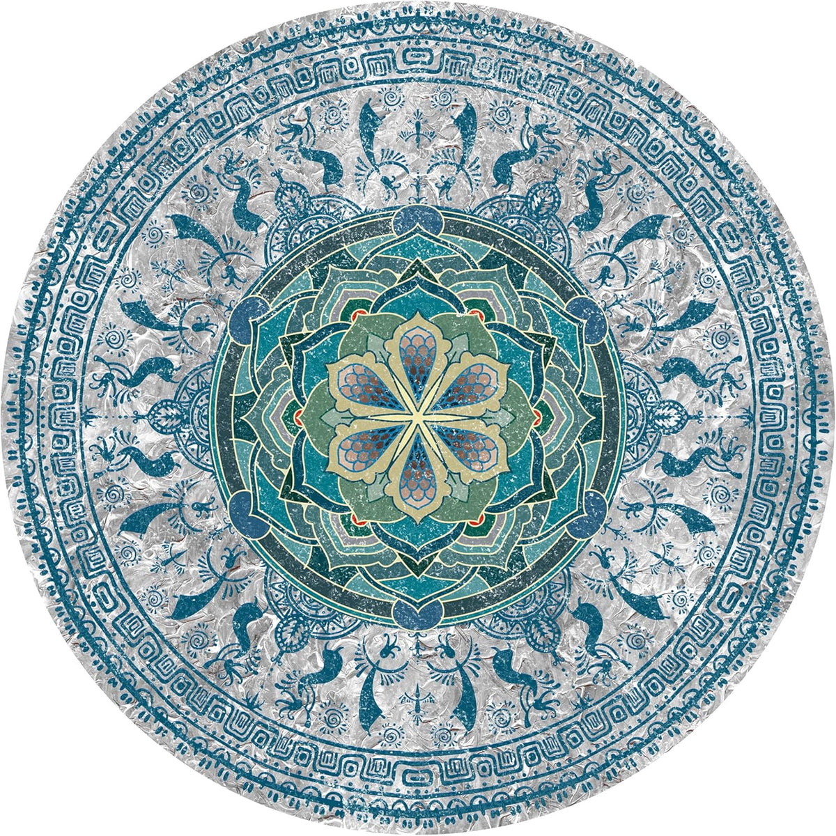Knsbk Large Round Yoga Mat 4.6'X3.5mm for Exercise Premium Extra Thick, Ultra Comfortable, Non Slip, Meditation Mat